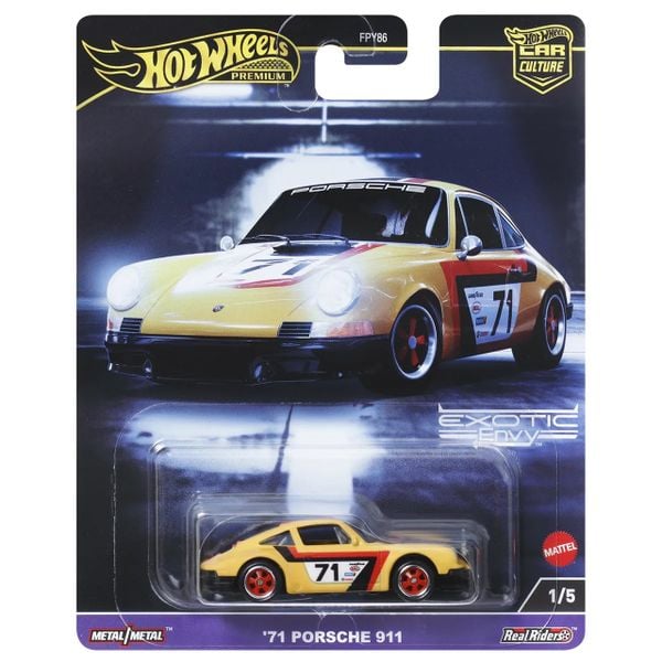 HKC80 Hot Wheels Premium Car Culture Exotic Envy '71 Porche 911 dành cho trẻ em 3+ và ngưới sưu tầm