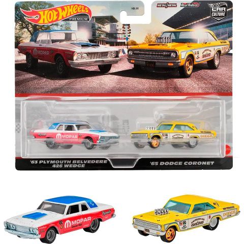  Xe mô hình HKF56 Hot Wheels Premium 2-Pack Plymouth Belvedia 426 Wedge / '65 Dodge Coronet 