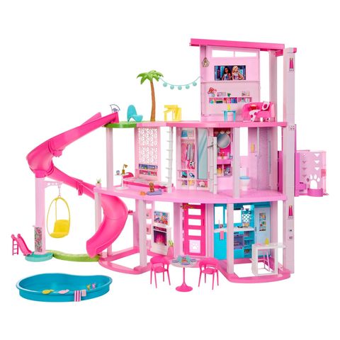  HMX10 Barbie Dreamhouse Pool Party Doll House with 75+ pc, 3 Story Slide 