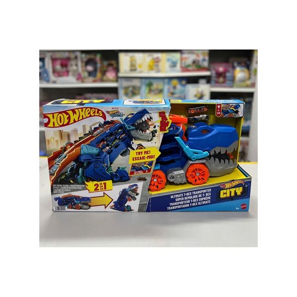 Bộ đồ chơi xe khủng long HNG50 Hot Wheels City Transforming T-Rex Ultimate Hauler