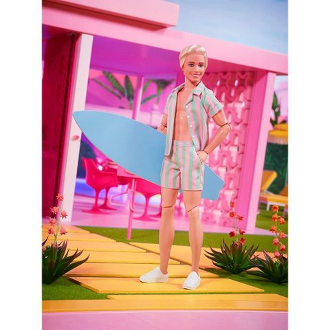  Búp bê HPJ97-Barbie The Movie Ken Doll Wearing Pastel Striped Beach Matching Set 
