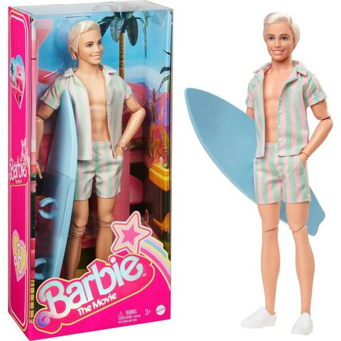  Búp bê HPJ97-Barbie The Movie Ken Doll Wearing Pastel Striped Beach Matching Set 