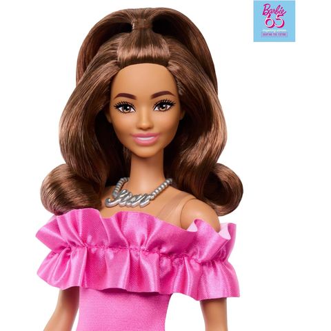  Búp bê Barbie 65 Fashionistas Pink Ruffle Dress Cute Doll House Pink HRH15 