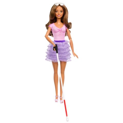  Barbie HRH17 #228 Blind Barbie Doll Wearing Pastel Outfit with Cane and Sunglasses 