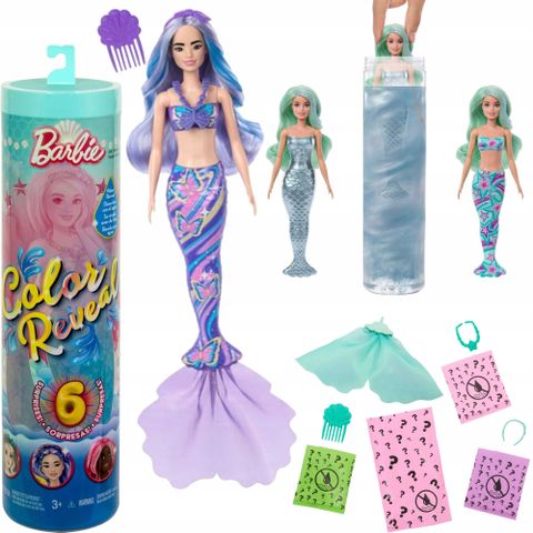  Búp bê Barbie HRK12 Color Reveal Doll & Accessories Mermaid Series 