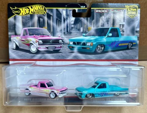  Bộ đôi xe HRR78 Hot Wheels Premium 2 Pack 1975 Datsun Sunny Truck (B120) / Custom '93 Nissan Hard Body (D21) 