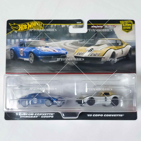  Bộ đôi xe mô hình HRR80 Hot Wheels Premium Car Culture 2-Pack Custom Corvette Stingray Coupe and '69 Copo Corvette 