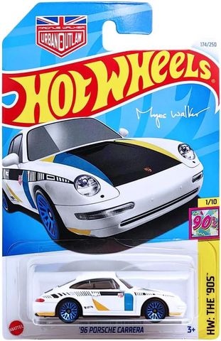  Xe mô hình HTF01 Hot Wheels 96 Porsche Carrera White #174 Mainline 2024 