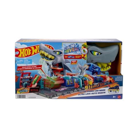  HTN82 Hot Wheels Ultra Shark Car Wash Playset 