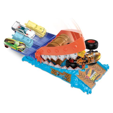  Bộ đồ chơi HTP17 - Hot Wheels Monster Trucks Tiger Shark Hw Monster Trucks Race Challenge 