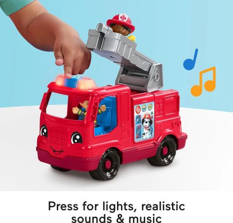  Xe cứu hỏa Fisher-Price Little People Fire Truck Musical Toddler Toy with Lights Sounds & 2 Figures 