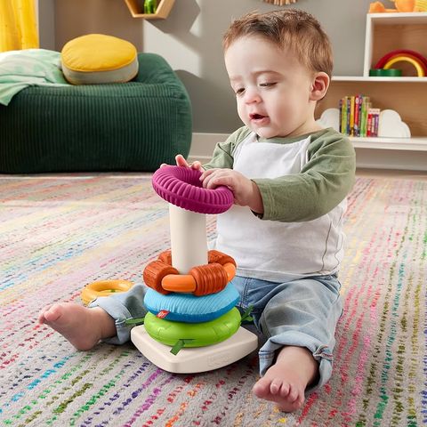  Đồ chơi xếp chồng HXK47 Fisher-Price Sensory Rock-A-Stack 
