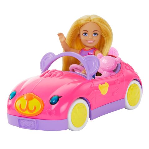  Búp bê cùng xe hồng HXN05 -Barbie Chelsea Doll & Toy Car Set with Bear 
