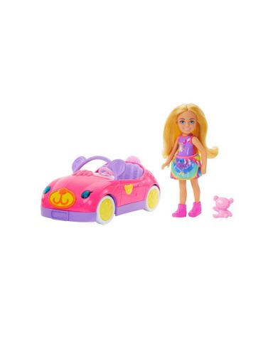  Búp bê cùng xe hồng HXN05 -Barbie Chelsea Doll & Toy Car Set with Bear 