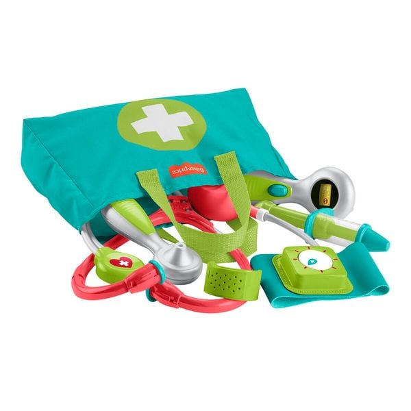 Fisher-Price Preschool Pretend Play Medical Kit 7-Piece Doctor Bag Dress Up Toys for Kids Ages 3+ Years