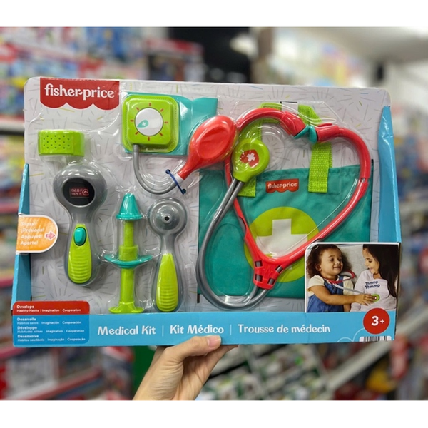 Fisher-Price Preschool Pretend Play Medical Kit 7-Piece Doctor Bag Dress Up Toys for Kids Ages 3+ Years