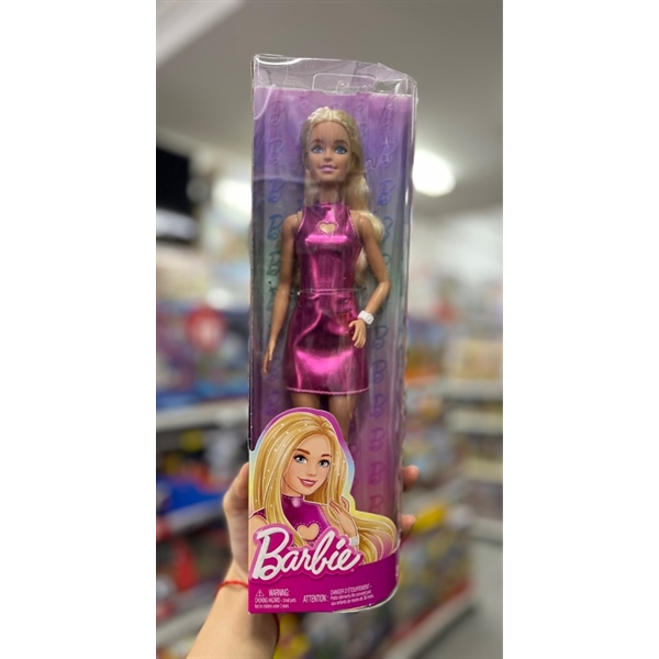 HYT88 Barbie Fashionistas Doll #230 in Metallic Pink Minidress with Heart CutOut