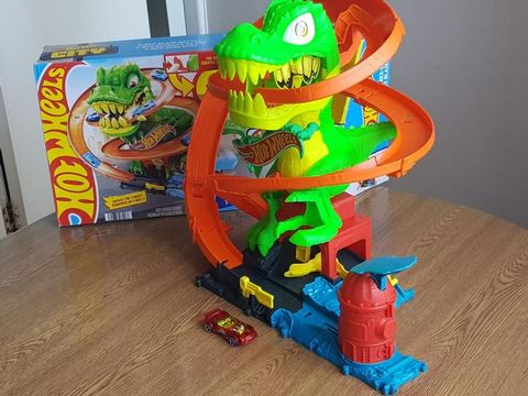  Bộ đường trượt xe JBM73 Hot Wheels City T-Rex Blaze Battle Playset 