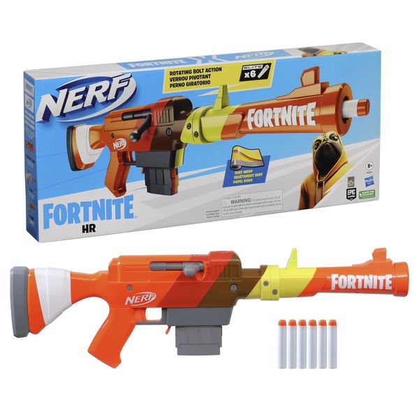Nerf Fortnite HR Dart Blaster Ruff Wrap Design with 6 Elite Darts