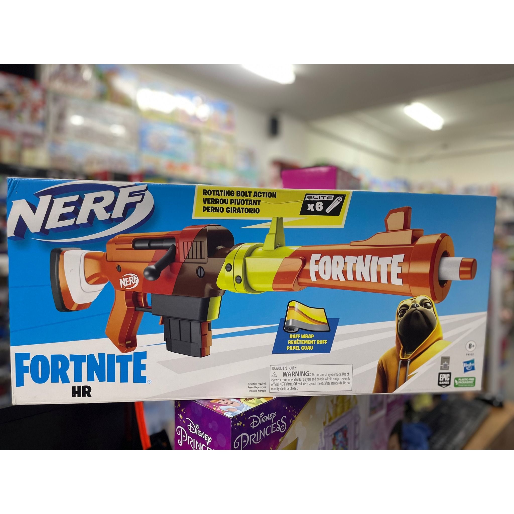 Nerf Fortnite HR Dart Blaster, Ruff Wrap Design, 6 Nerf Elite Darts