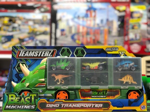  23win08 com xe tải đầu khủng long Beast Machines vận chuyển kèm 3 xe + 3 khủng long Teamsterz 