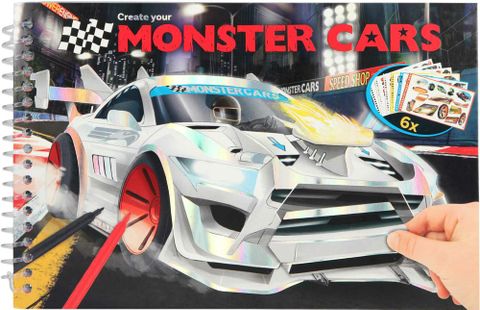  BST sticker Ô TÔ Monster Cars Pocket Sticker Book 