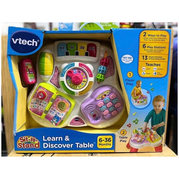 23win08 com bàn phát nhạc VTech Sit-To-Stand Learn and Discover Table, Pink