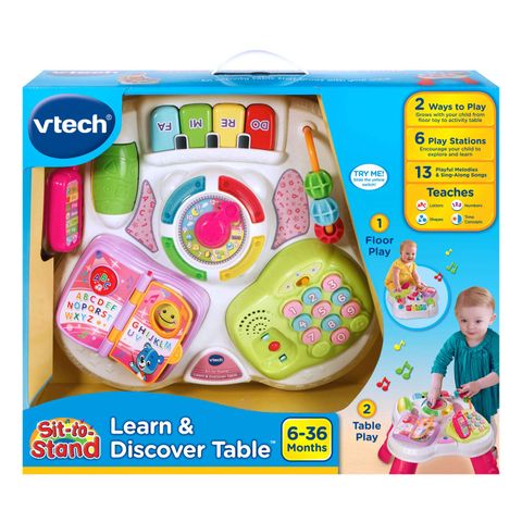  Đồ chơi bàn phát nhạc VTech Sit-To-Stand Learn and Discover Table, Pink 80-148050 