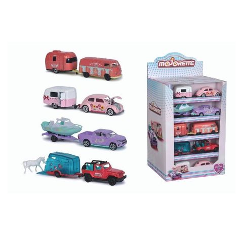 212053184 Xe Mô Hình MAJORETTE Pink Drivez Trailer Display 