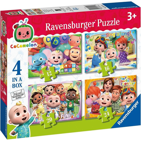  Tranh ghép 03113 Ravensburger Cocomelon 4 in Box Jigsaw Puzzle (12, 16, 20, 24 Pieces) 