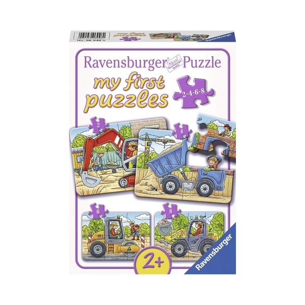 Xếp hình puzzle chủ đề công trường 4 bộ 2/4/6/8 mảnh Ravensburger-2+-4 bộ 2/4/6/8 mảnh RV06946