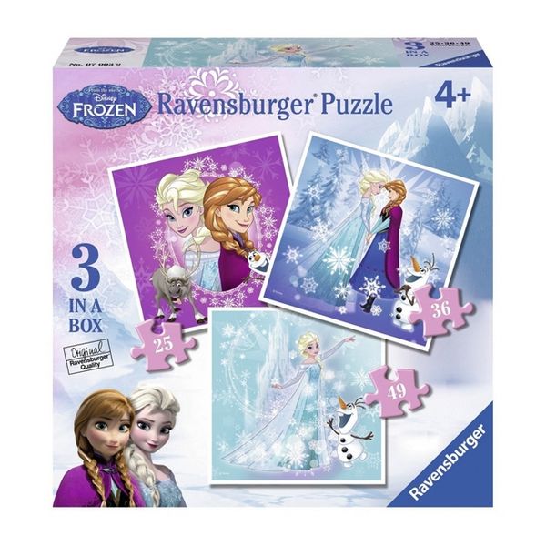 Xếp hình puzzle Anna, Elsa 3 bộ 25/36/49 mảnh Ravensburger RV07003