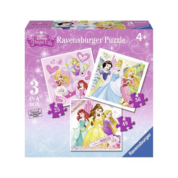 Xếp hình puzzle công chúa Disney 3 bộ 25/36/49 mảnh Ravensburger 07008