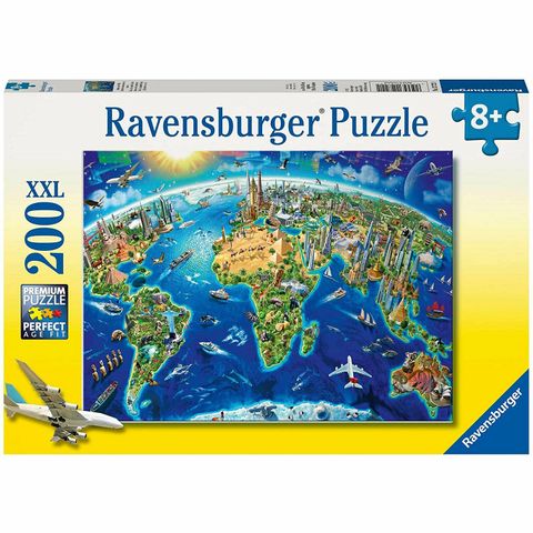  Tranh đố Ravensburger 200 XXL Piece Puzzle World Landmarks Map 