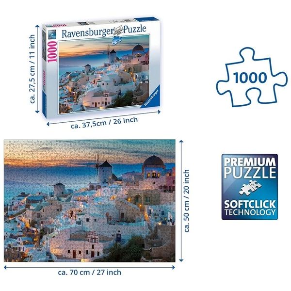  RV19611 1 Xếp hình puzzle 1000 mảnh chủ đề Santorini Ravensburger 