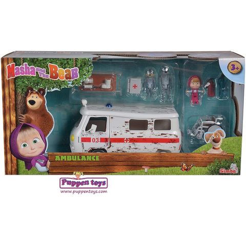  109309863 Đồ Chơi Xe Cứu Thương MASHA AND THE BEAR Masha Playset 