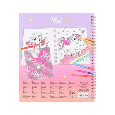  Ylvi colouring book with unicorn and sequins 