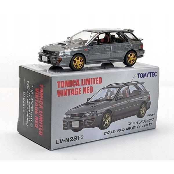 Mô hình Tomytec Tomica Limited Vintage Neo 1/64 LV-N281b Subaru Impreza WRX STi Version V Gray 98