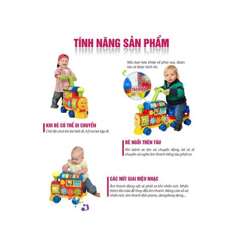  Xe chòi chân, tập đi hình tàu hoả kết hợp 2 trong 1 cho bé Winfun 0803 