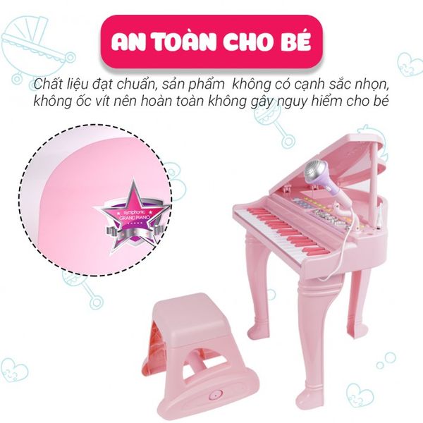 Đàn piano cổ điển WinFun màu hồng kèm mic - 2045G