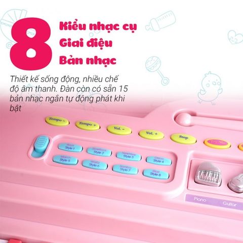  Đàn piano cổ điển WinFun màu hồng kèm mic - 2045G 