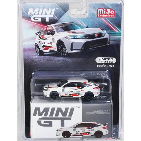  Xe mô hình Mini GT 1:64 Honda Civic Type R 2023 Honda Thanks Day Vietnam White- MGT00626 