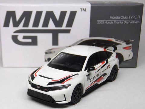  Xe mô hình Mini GT 1:64 Honda Civic Type R 2023 Honda Thanks Day Vietnam White- MGT00626 