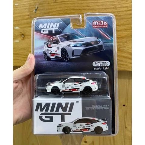  Xe mô hình Mini GT 1:64 Honda Civic Type R 2023 Honda Thanks Day Vietnam White- MGT00626 