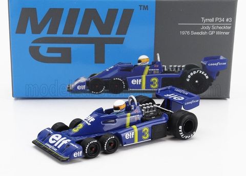  Xe mô hình MINI GT 1/64 Tyrrell P34 Swedish GP 1976 Winner #3 Jody Scheckter 