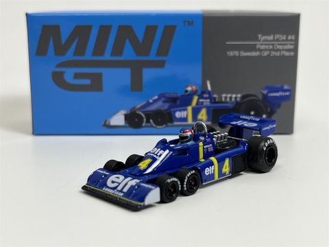  Xe mô hình MINI GT 1/64 Tyrrell P34 Swedish GP 1976 2nd Place Winner #4 Patrick Depailler 