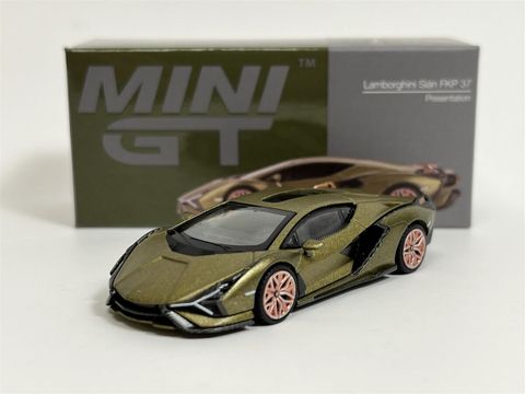  Xe mô hình MINI GT 1/64 Lamborghini Cyan FKP 37 Presentation (Left Handle) Assembled 