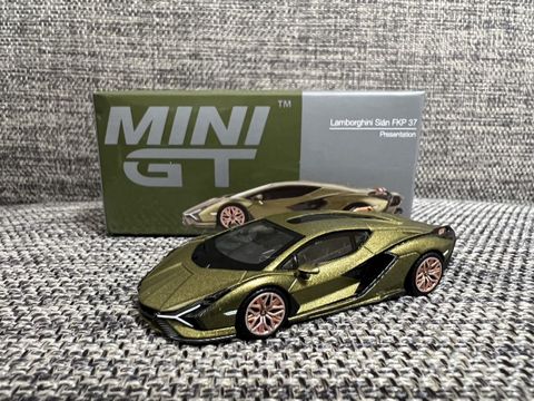  Xe mô hình MINI GT 1/64 Lamborghini Cyan FKP 37 Presentation (Left Handle) Assembled 