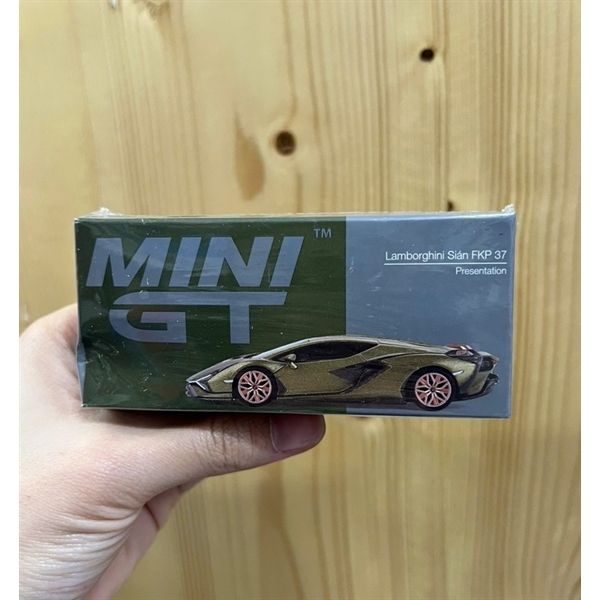 MINI GT 1/64 Lamborghini Cyan FKP 37 Presentation (Left Handle) Assembled