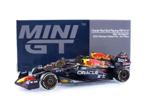  Xe mô hình MINI GT 1/64 Oracle Red Bull Racing RB18 2022 3rd Place Winner #1 Monaco Grand Prix Max Verstappen 